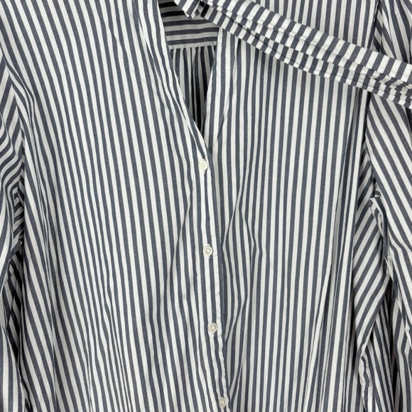 J.Crew Factory Blue & White Striped Bow Tie-Neck Button Down Blouse Sz 2X Preppy - Picture 5 of 11